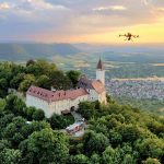 Die Drohne im Einsatz bei der Vegetationsbrandübung auf der Burg Teck