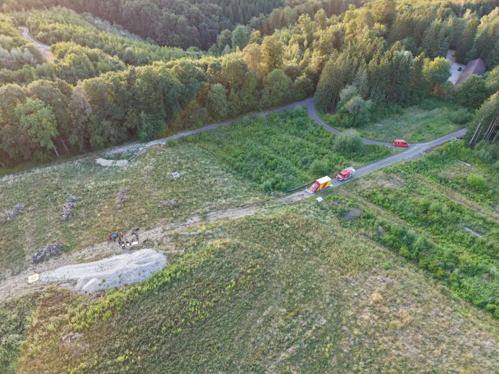 Übung der Drohneneinheit im ehemaligen Munitionslager Tiefenbachtal: Erkundung und Wärmebild