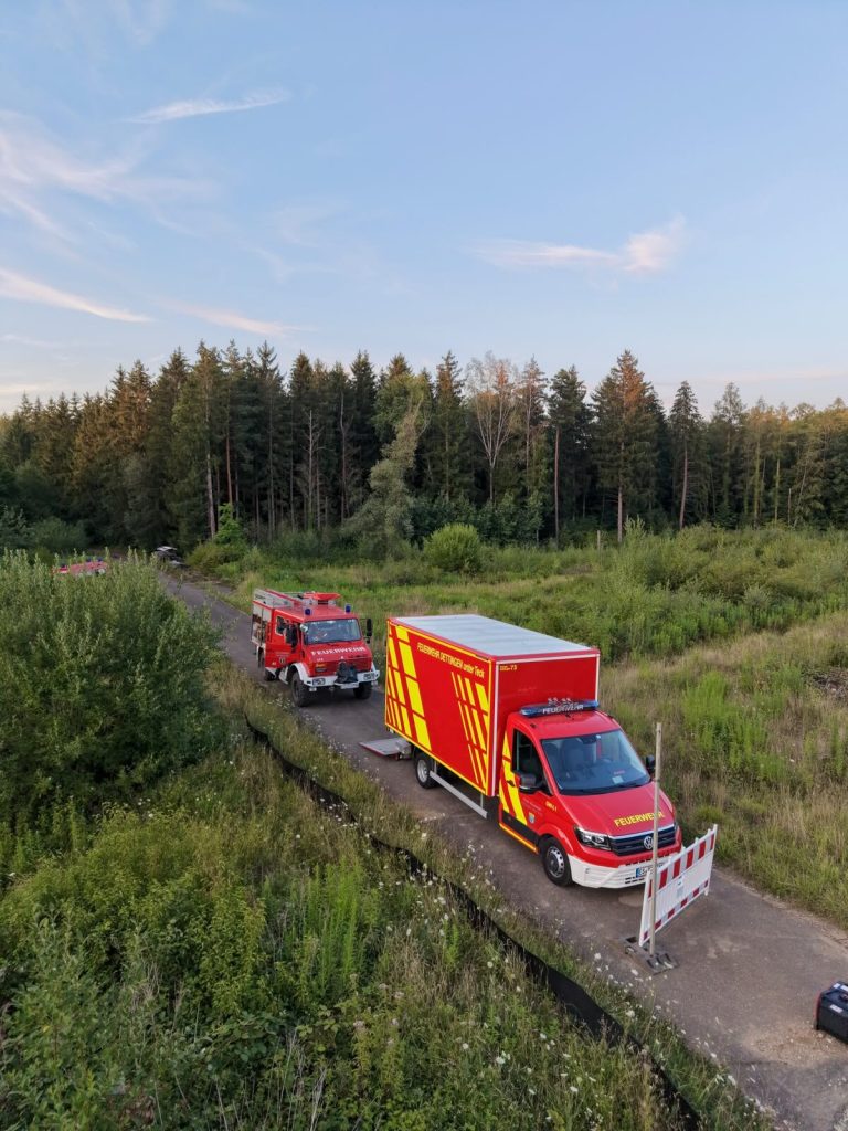 Übung der Drohneneinheit im ehemaligen Munitionslager Tiefenbachtal: Erkundung und Wärmebild